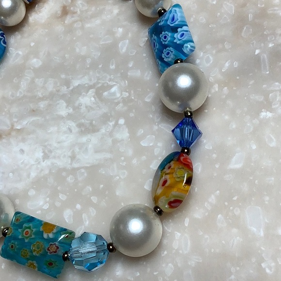 😍Emily Ray Millefiori Shades of Blue Bracelet 😍NWOT - Picture 2 of 7